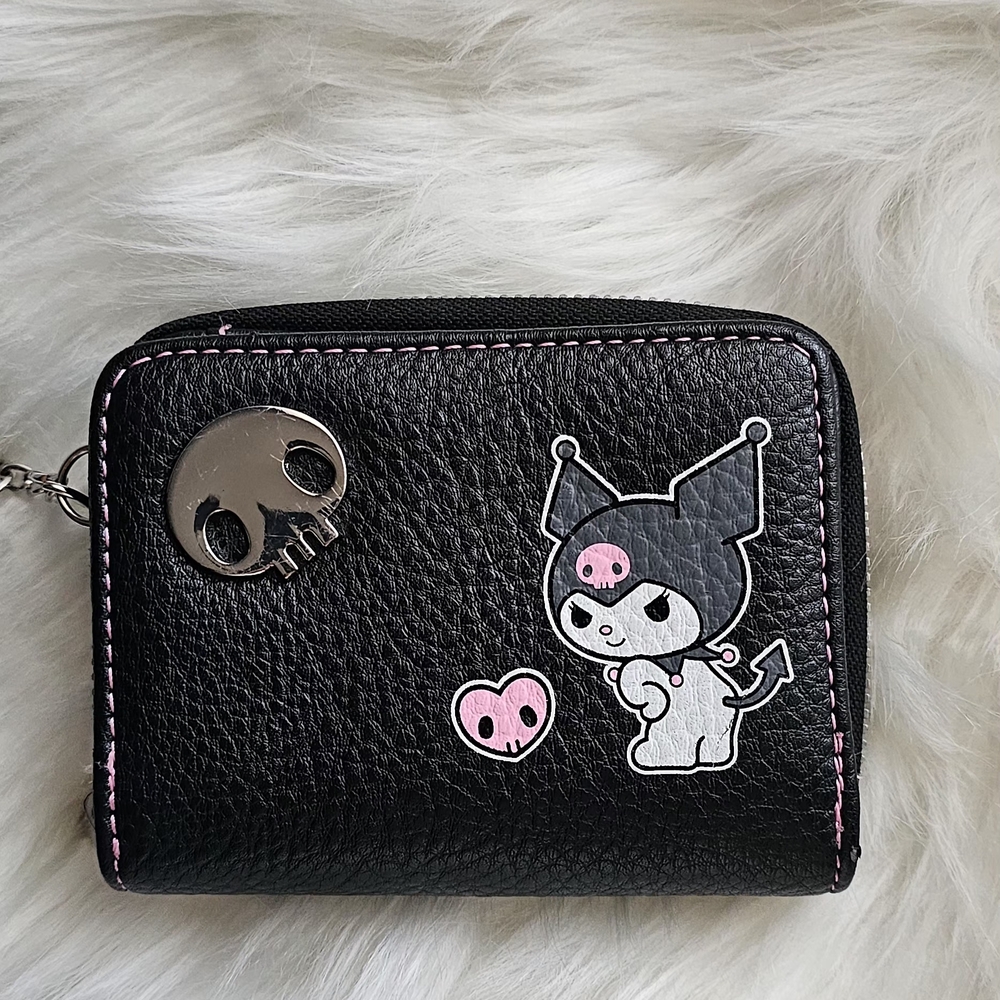 Black and Pink Character Zip Wallet - Women Accessories